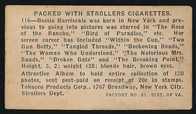 T85-2B 1922 Strollers Cigarettes